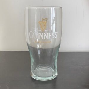 Guinness Glass with Gold Harp and White Text